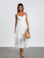 Elegant Floral Print V-Neck Ruffle Boho Dress