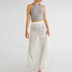 Vintage Sheer Mesh Ruffle Skirt