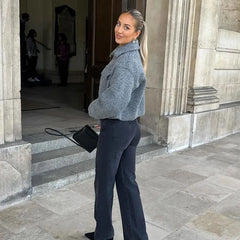 Tweed Zip Cropped Short Coat