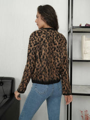 Leopard Button Casual Long Sleeve Cardigan