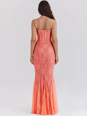 Floral Lace Spaghetti Strap Bodycon Dress