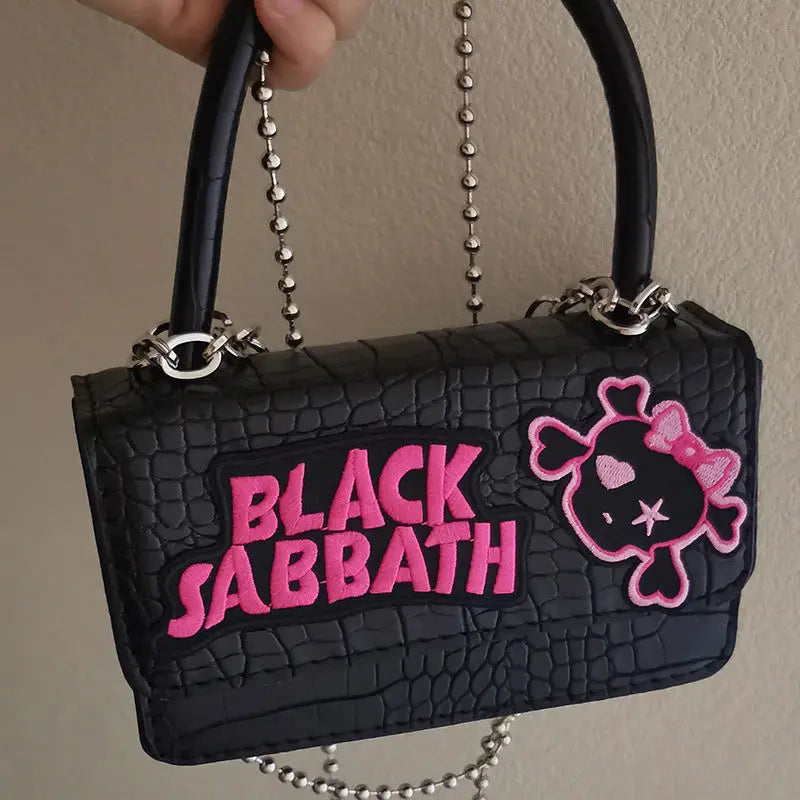 Black Harajuku Y2k Gothic Casual Punk Vintage Handle Chain Crossbody Bag