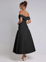 Ruched One-Shoulder A-Line Maxi Dress