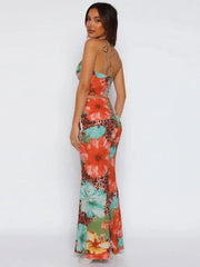 Leopard Print Lace-up Halter Crop Top Two Piece Vacation Dress