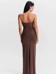 Twist Suspender Mesh Splice Maxi Dress