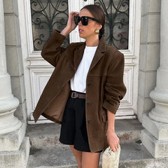 Suede Vintage Brown Leather Coat
