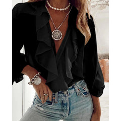 Bohemian Button-Down Ruffled Blouse