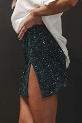 White Sequin Low Waist Mini Skirt