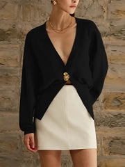 Slim Fit Button Solid Knit Cardigan