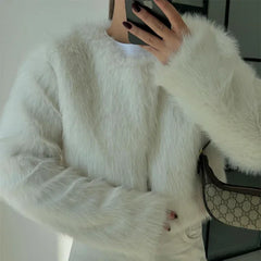 Vintage Slim Short Faux Fur Coat