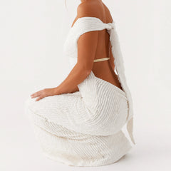 Off Shoulder Slash Neck Bo Bodycon Dress