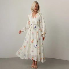 Lantern Sleeve Maxi Floral Dress