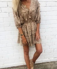 Long Sleeve Floral Cotton Rayon Autumn Boho Dress