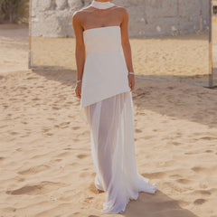 Backless Split Knit Sheer Maxi Dress