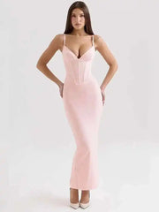 Mesh Strap Slim Bodycon Midi Dress