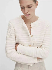 Textured Button Short Knit Cardigan