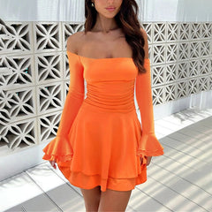 Off Shoulder Layered Ruffl Bodycon Dress