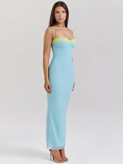 Lace Spaghetti Strap Patchwork Bodycon Dress