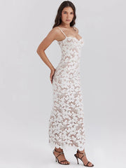 Floral Lace-up Sleeveless Bodycon Dress
