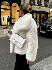 Fluffy Fox Fur Lapel Streetwear Coat