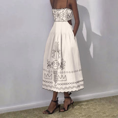 Printed Swing Floral Square Neck Boho Dress