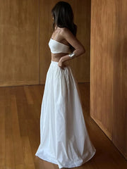 Striped Hollow Knitted Skirt Two Piece Set