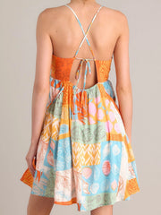 Floral Spaghetti Strap Open Back Boho Dress