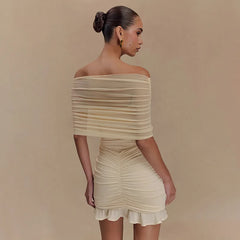Pleated Ruffled Strapless Mini Prom Dress