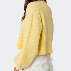 Sweet V-neck Cropped Button Cardigan