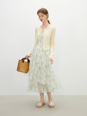 Floral Strap Hollow Knit Summer Cardigan