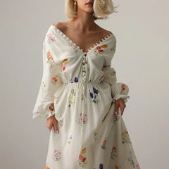 Lantern Sleeve Maxi Floral Dress
