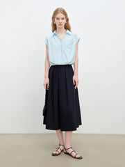 Acetate French Relaxed V-neck Blouse