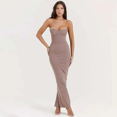 Strapless Slim Backless Midi Dress