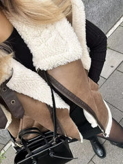 Patchwork Sleeveless V Neck Vest Coat