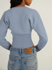 Ribbed Patchwork Slim Fit Knit Cardigan