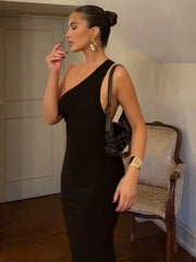 One Shoulder Sleeveless Long Bodycon Dress