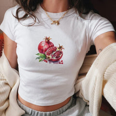 Cherry Fruit Print Crop Fit T-shirt