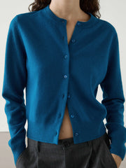 Minimalist Round Neck Knit Short Cardigan