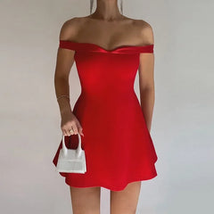 Strapless Red Backless A Line Mini Dress