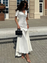Rib Slim Casual Knit Maxi Dress