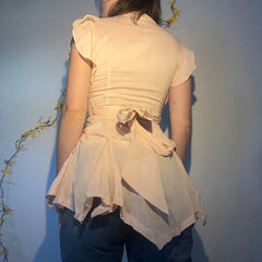 Slim V-Neck Ruffled Blouse