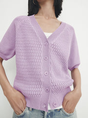 Crochet V-neck Short Knit Cardigan