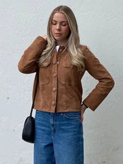 Brown Single Breasted Slim Coat