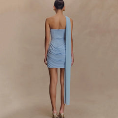 Single Shoulder Hip-covering Mini Prom Dress