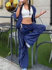 Colorblock Drawstring Wide Pant