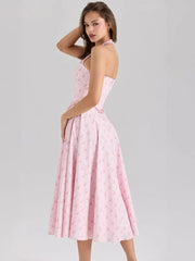 Floral Strapless A-Line Midi Dress