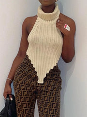 Ruffled Sheer Knit Top