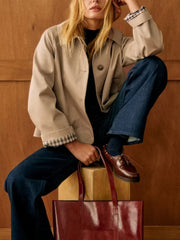 Plaid Turn-Down Trench Coat