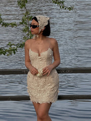 3D Flower Strapless Hollow Mini Dress