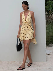 Polka Dot Halter Chiffon Mini Dress